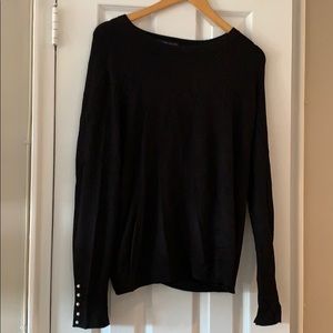 ZARA pearl wrist black fitted crew neck sweater